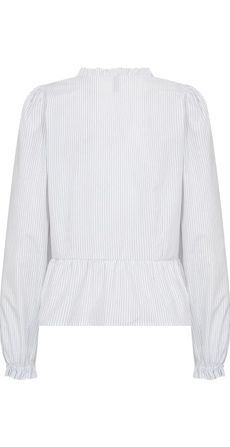 Celeste bluse med smock og nålestrib hvid