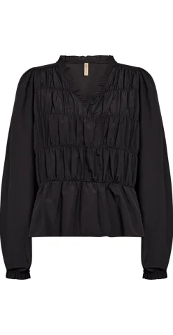 Celeste bluse med smock og v-hals sort