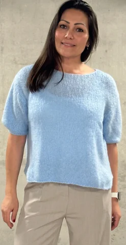 Cirkeline mohair-strik med rund hals lysblå LikeLondon By Christina