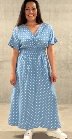 Cornelia kjole med prikker og smock blå LikeLondon by Christina