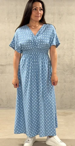 Cornelia kjole med prikker og smock blå LikeLondon by Christina
