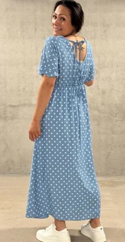Cornelia kjole med prikker og smock blå LikeLondon by Christina