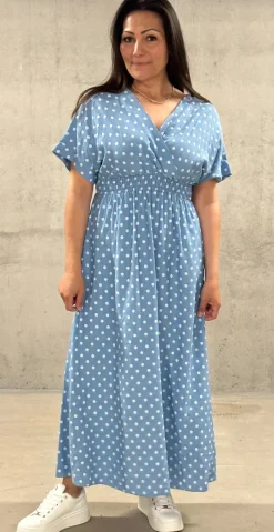 Cornelia kjole med prikker og smock blå LikeLondon by Christina