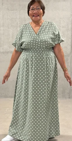 Cornelia kjole med prikker og smock khaki LikeLondon by Christina
