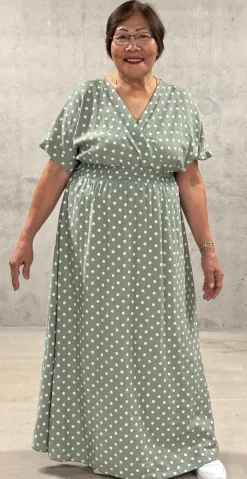 Cornelia kjole med prikker og smock khaki LikeLondon by Christina