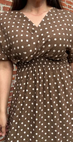 Cornelia kjole med prikker og smock brun LikeLondon by Christina