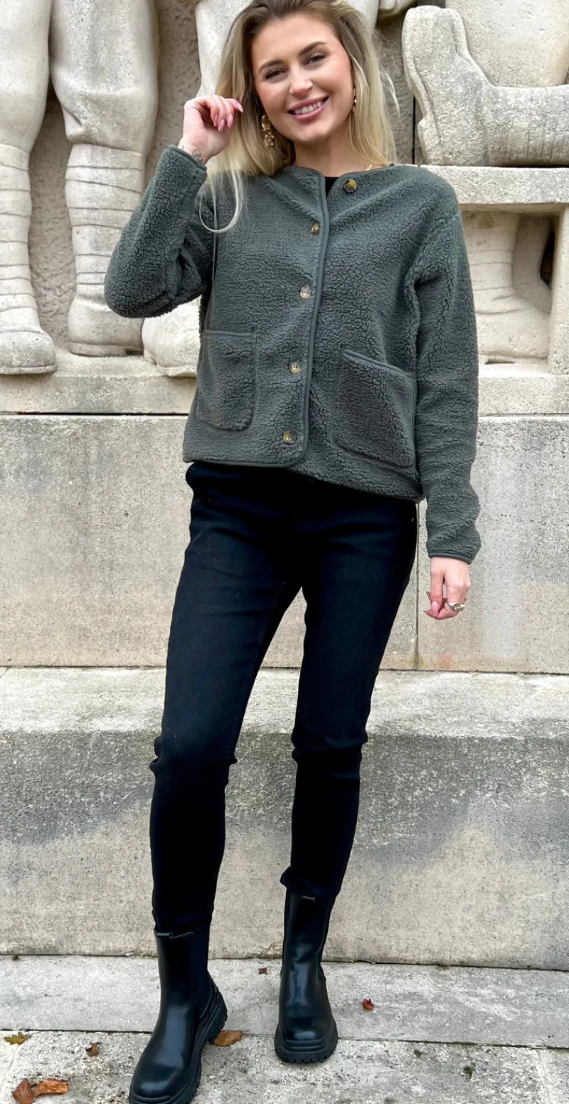 Darla teddy cardigan khaki