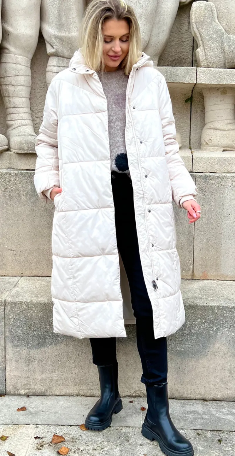 Dawn lang vatteret frakke offwhite
