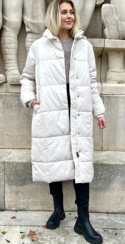 Dawn lang vatteret frakke offwhite