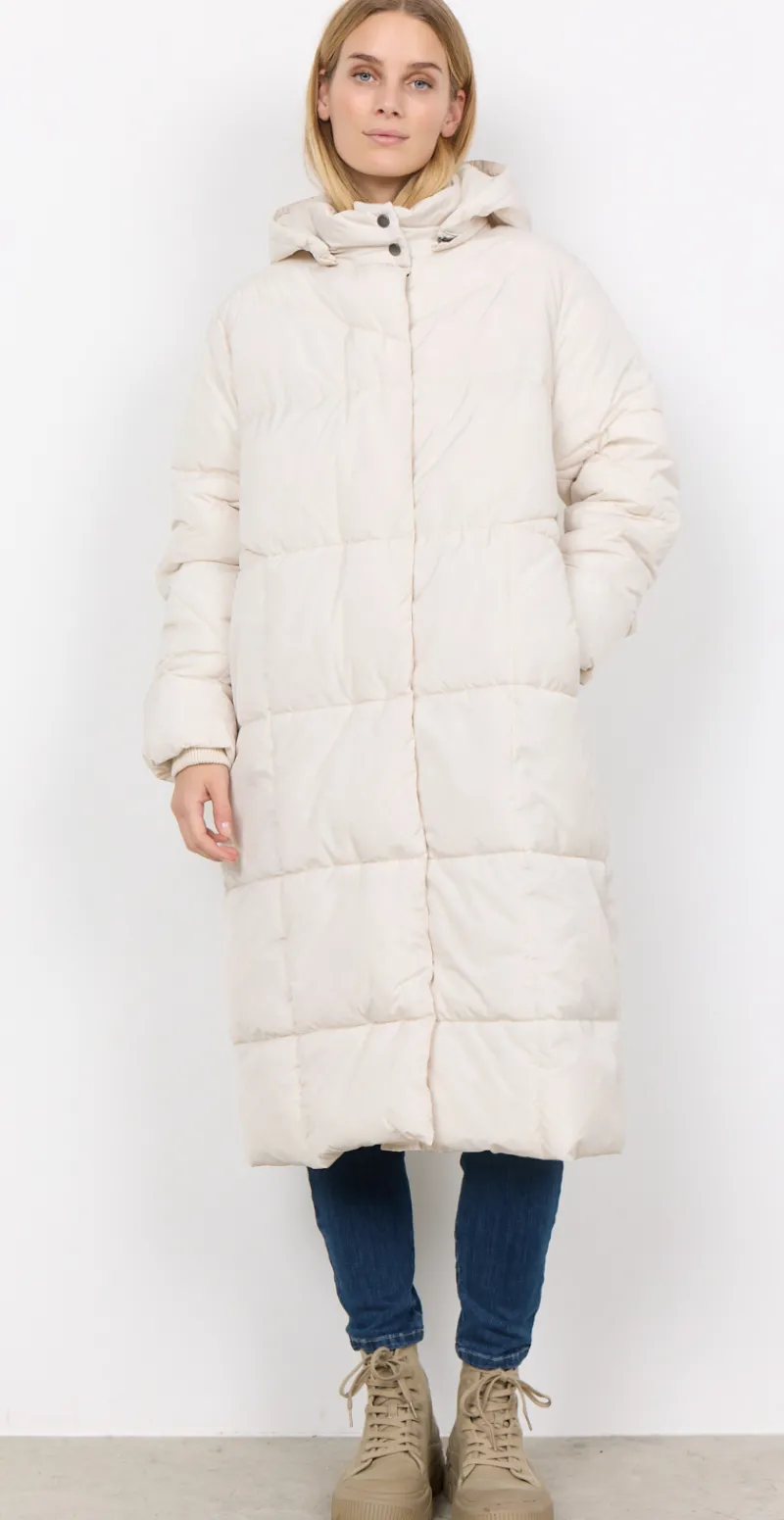 Dawn lang vatteret frakke offwhite