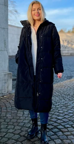 Dawn lang vatteret frakke sort