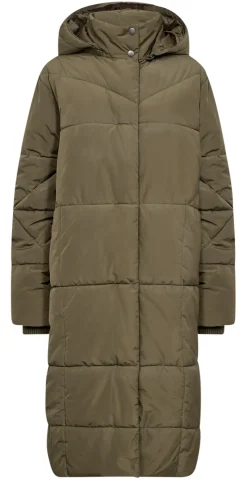 Dawn lang vatteret frakke khaki
