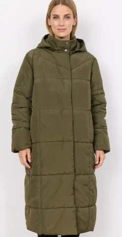 Dawn lang vatteret frakke khaki