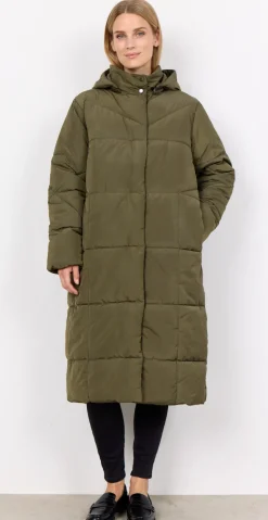 Dawn lang vatteret frakke khaki