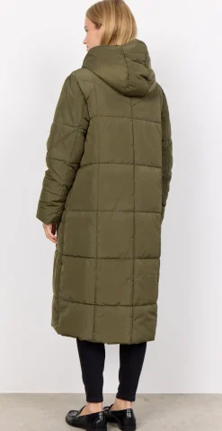 Dawn lang vatteret frakke khaki