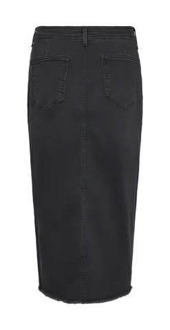 Denimnederdel med slids mørk grå