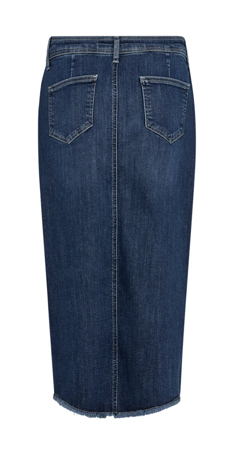 Denimnederdel med slids mørk denim