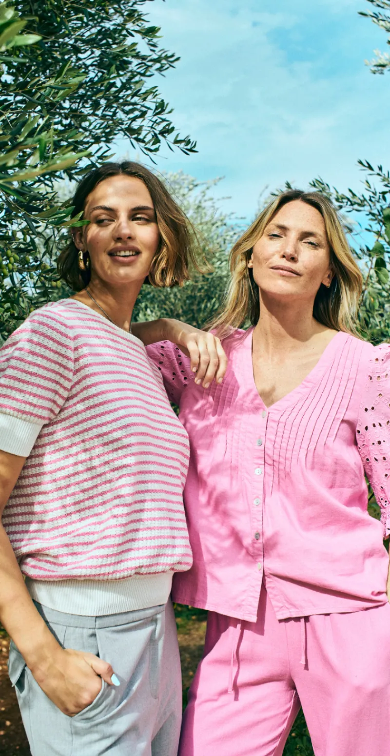 Dodo pullover med striber hvid w. fuchsia