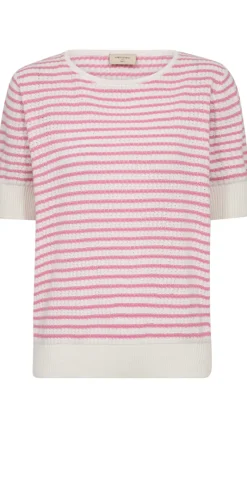 Dodo pullover med striber hvid w. fuchsia