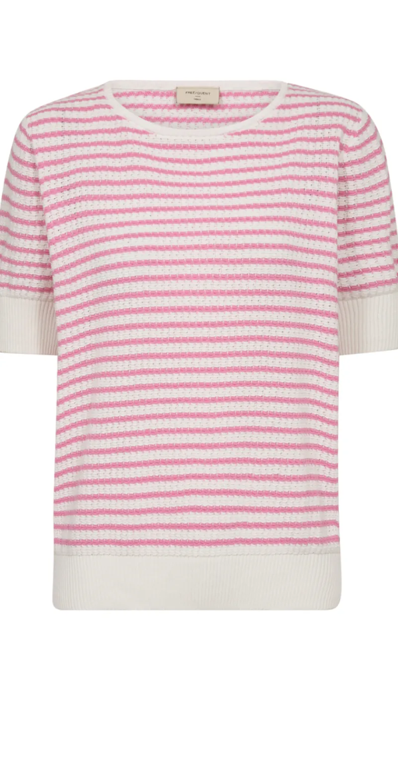 Dodo pullover med striber hvid w. fuchsia