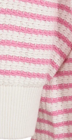 Dodo pullover med striber hvid w. fuchsia