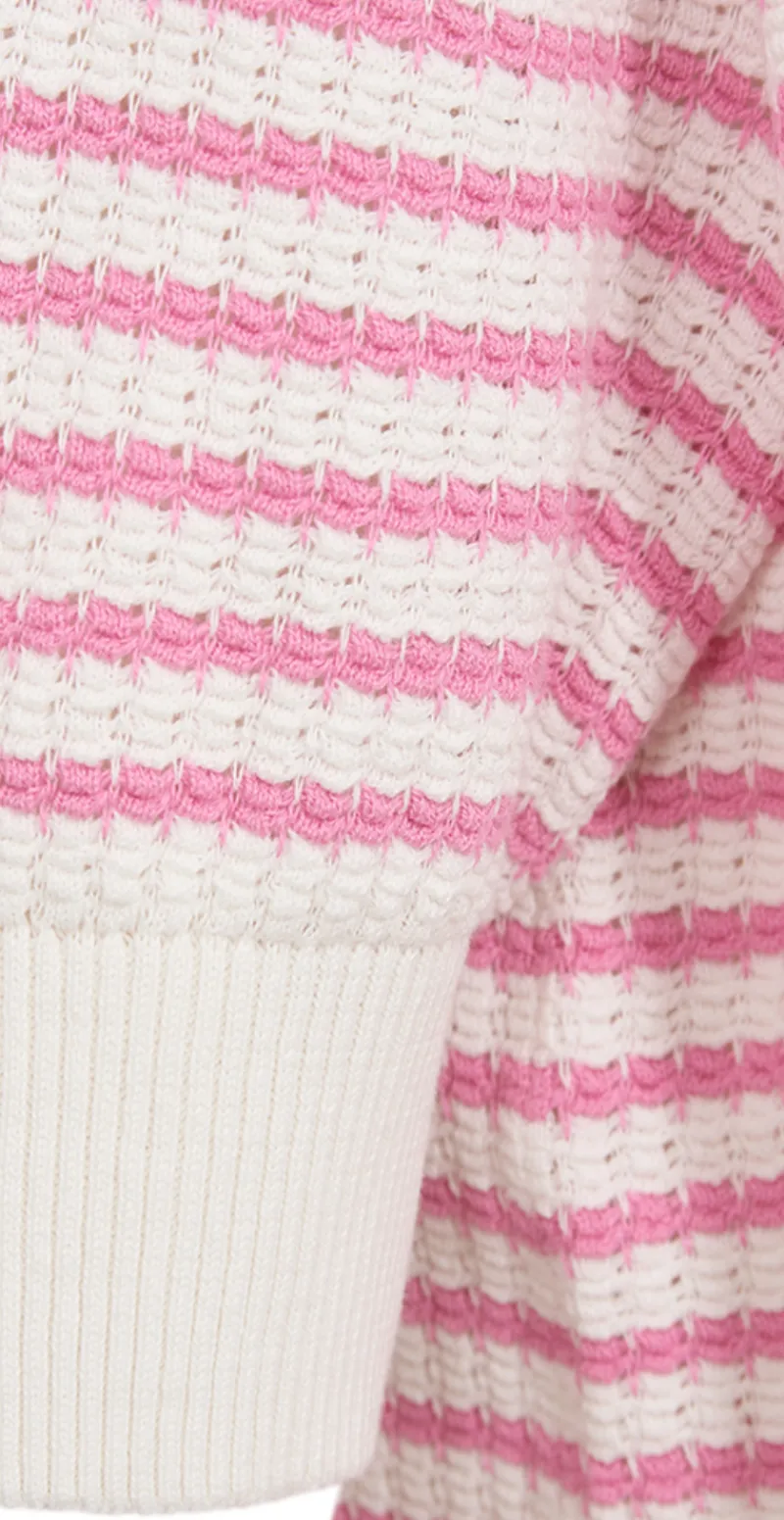 Dodo pullover med striber hvid w. fuchsia