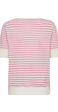 Dodo pullover med striber hvid w. fuchsia