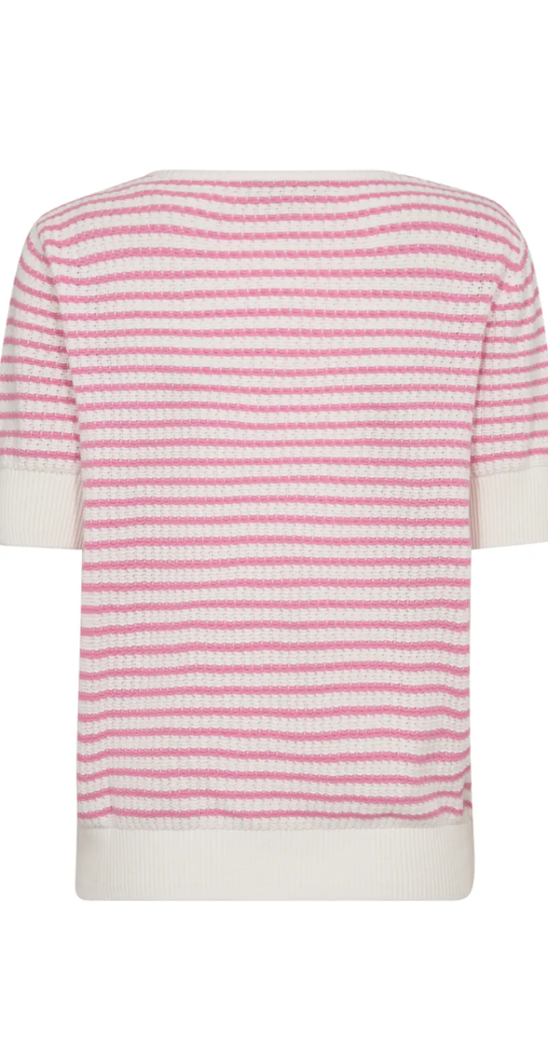 Dodo pullover med striber hvid w. fuchsia