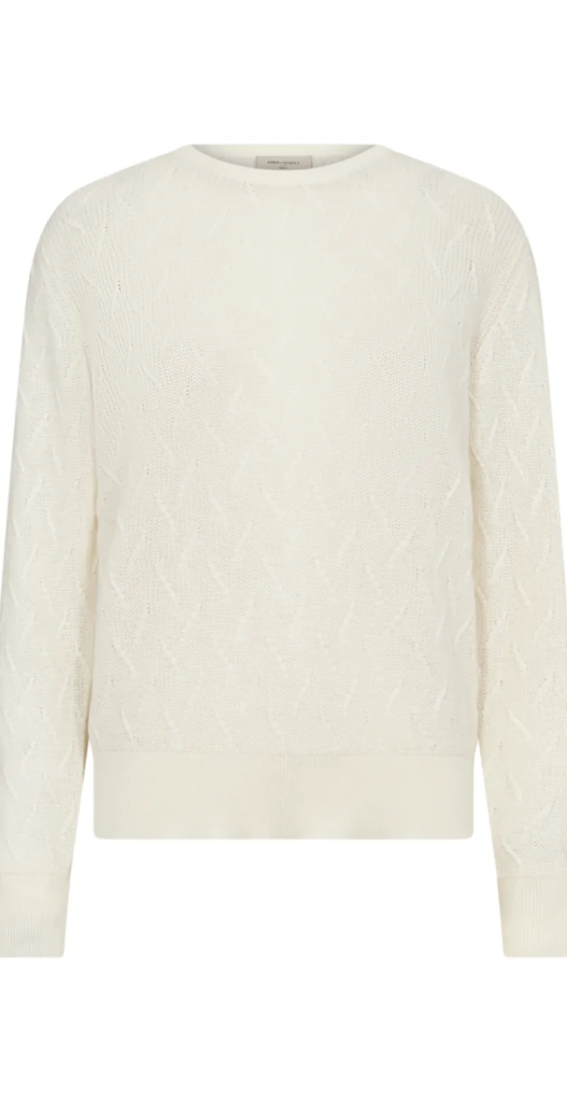 Dodo strikket pullover med mønster offwhite Freequent