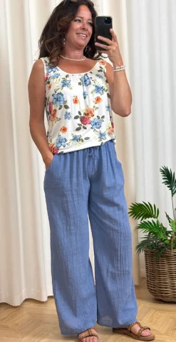 Elise ensfarvet buks denim LikeLondon