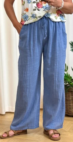 Elise ensfarvet buks denim LikeLondon