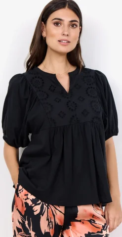 Fabia bluse med broderi anglaise sort