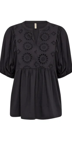 Fabia bluse med broderi anglaise sort