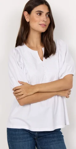 Fabia bluse med broderi anglaise hvid