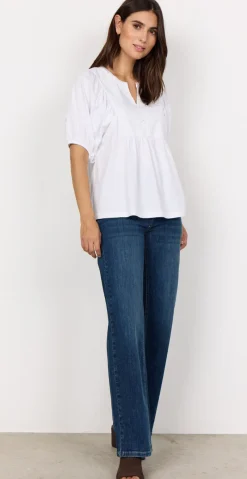 Fabia bluse med broderi anglaise hvid