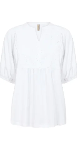 Fabia bluse med broderi anglaise hvid