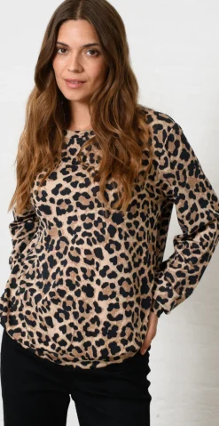 Fionia bluse i leopardprint