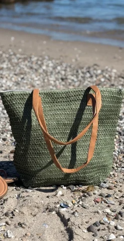 Flettaske med lynlås khaki LikeLondon