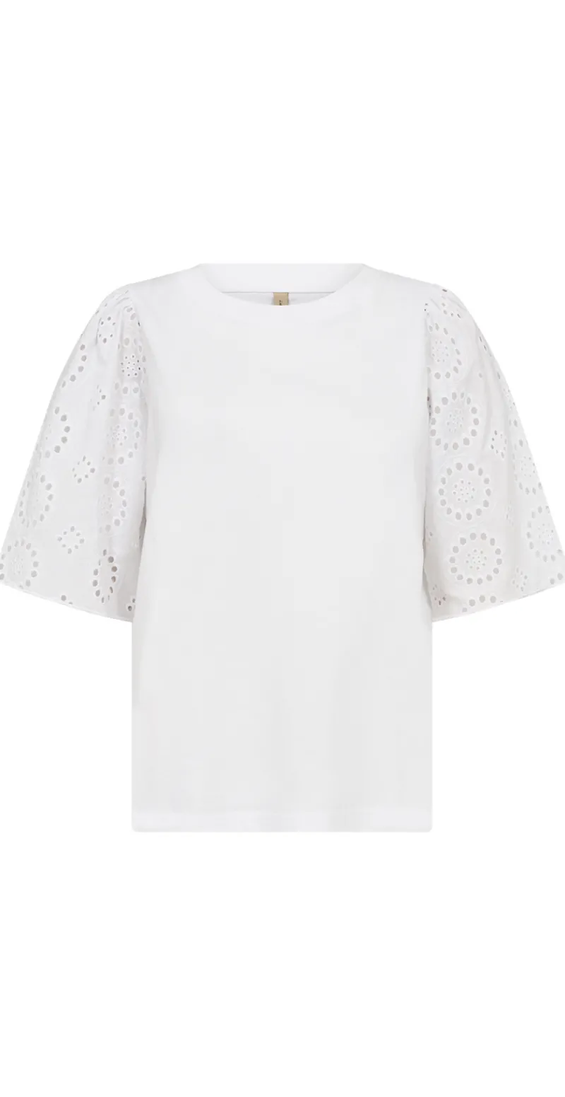 Fleur bluse med broderi anglaise på ærmerne hvid