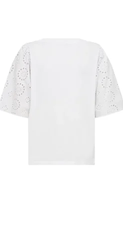 Fleur bluse med broderi anglaise på ærmerne hvid