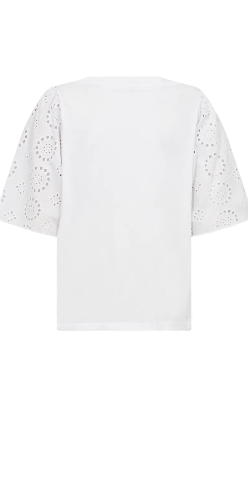 Fleur bluse med broderi anglaise på ærmerne hvid
