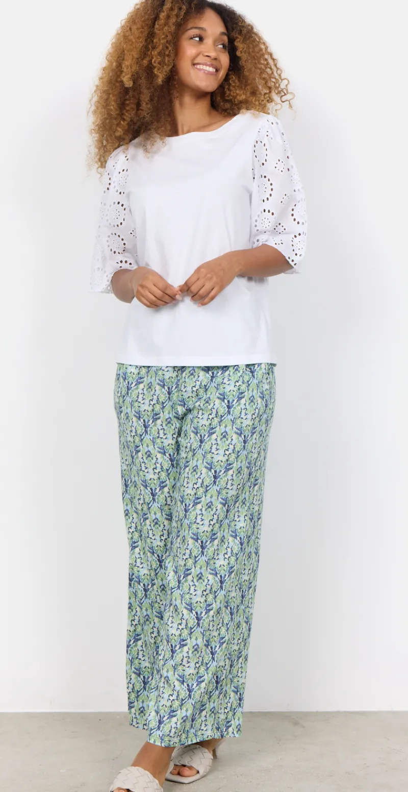 Fleur bluse med broderi anglaise på ærmerne hvid