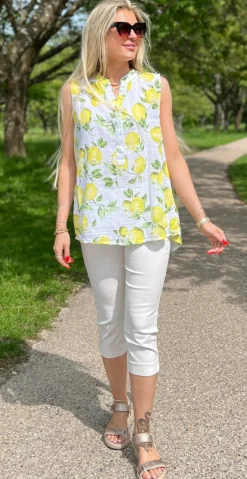 Forudbestilling uge 24 Dorota top med knapstolpe og citroner LikeLondon
