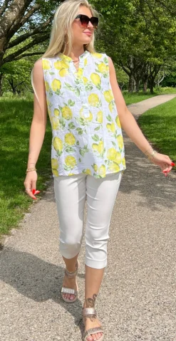 Forudbestilling uge 24 Dorota top med knapstolpe og citroner LikeLondon