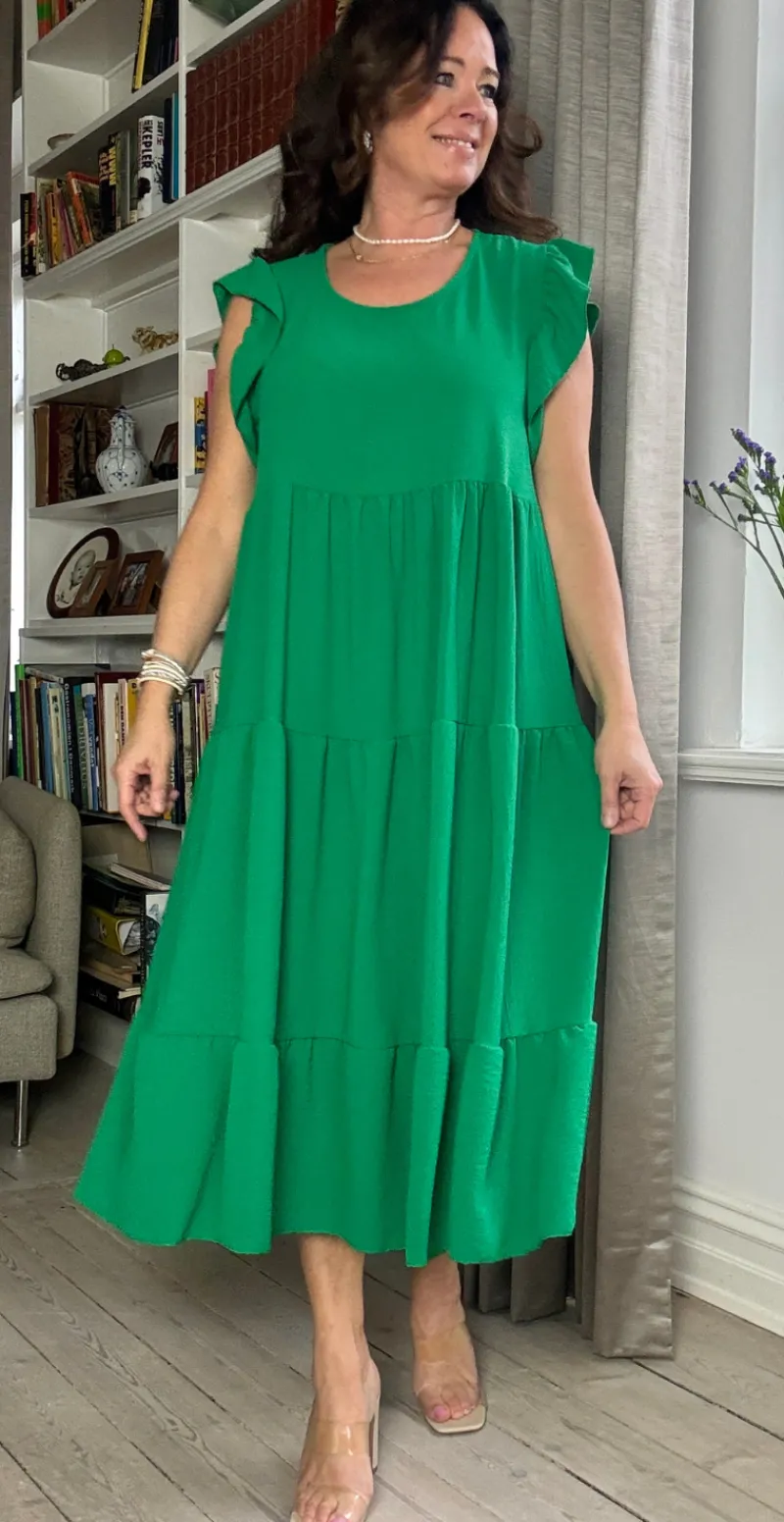 Frida kjole med peplum og vidde grøn LikeLondon