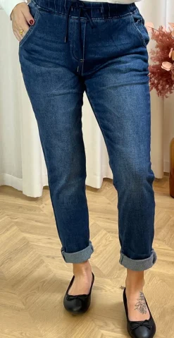 Gabby bukser med opsmøg mørk denim LikeLondon