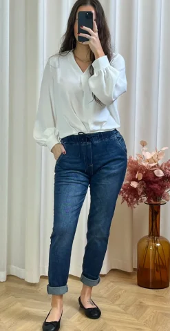Gabby bukser med opsmøg mørk denim LikeLondon