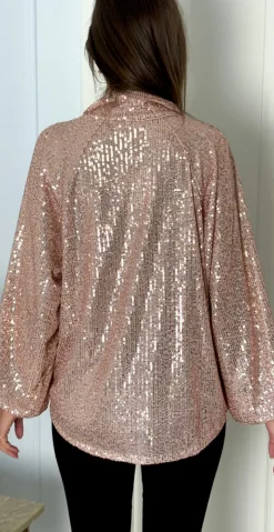 Gemma skjortebluse med pailletter champagne LikeLondon