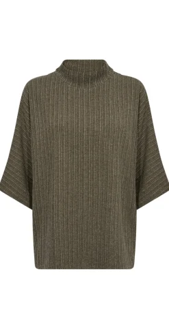 Ghita bluse med høj hals khaki