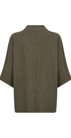 Ghita bluse med høj hals khaki
